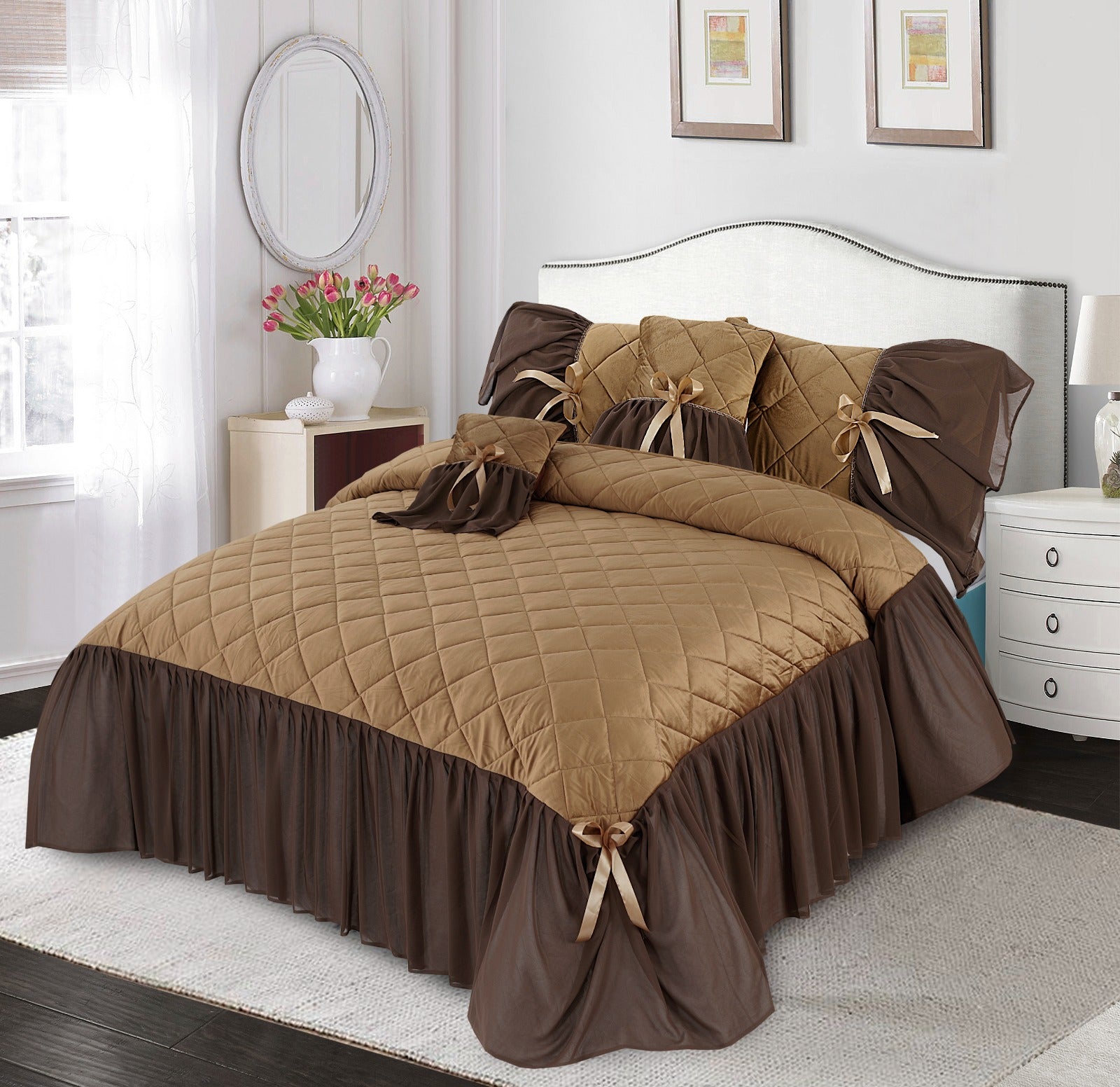 Velvet Frill Ruffle Bedspread