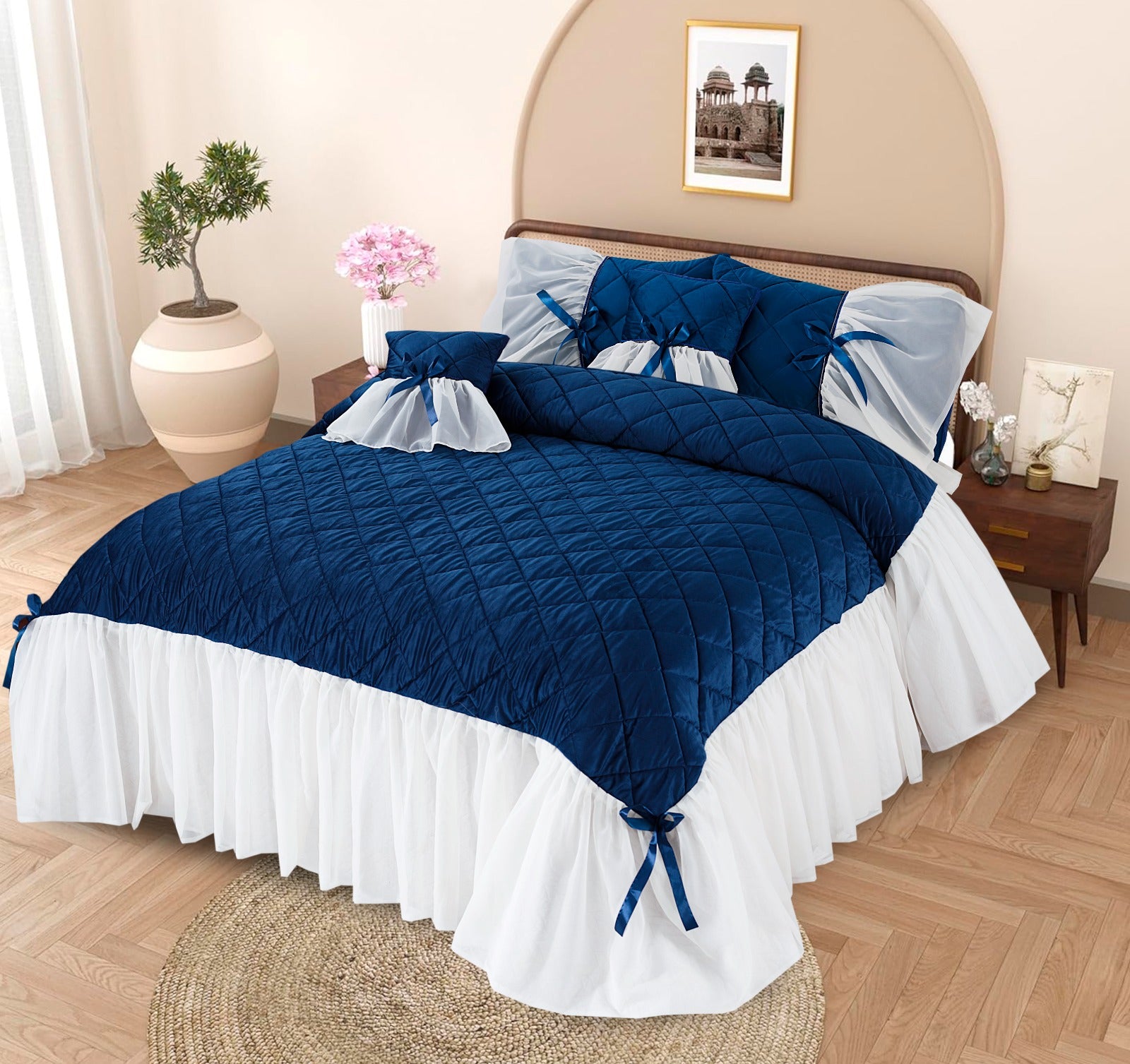 Velvet Frill Ruffle Bedspread