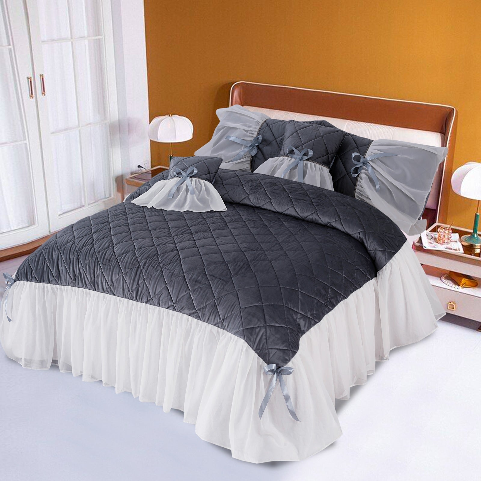 Velvet Frill Ruffle Bedspread