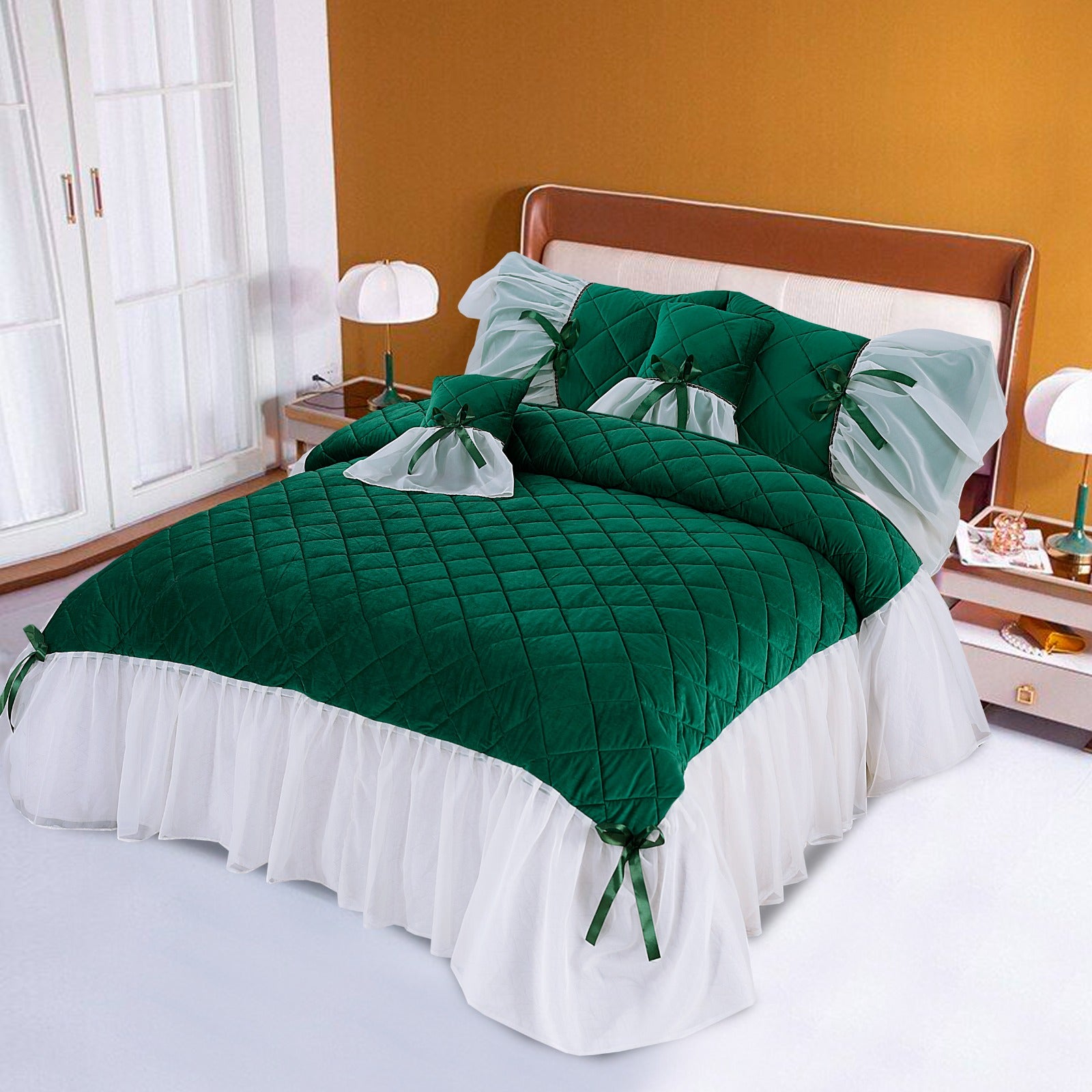 Velvet Frill Ruffle Bedspread