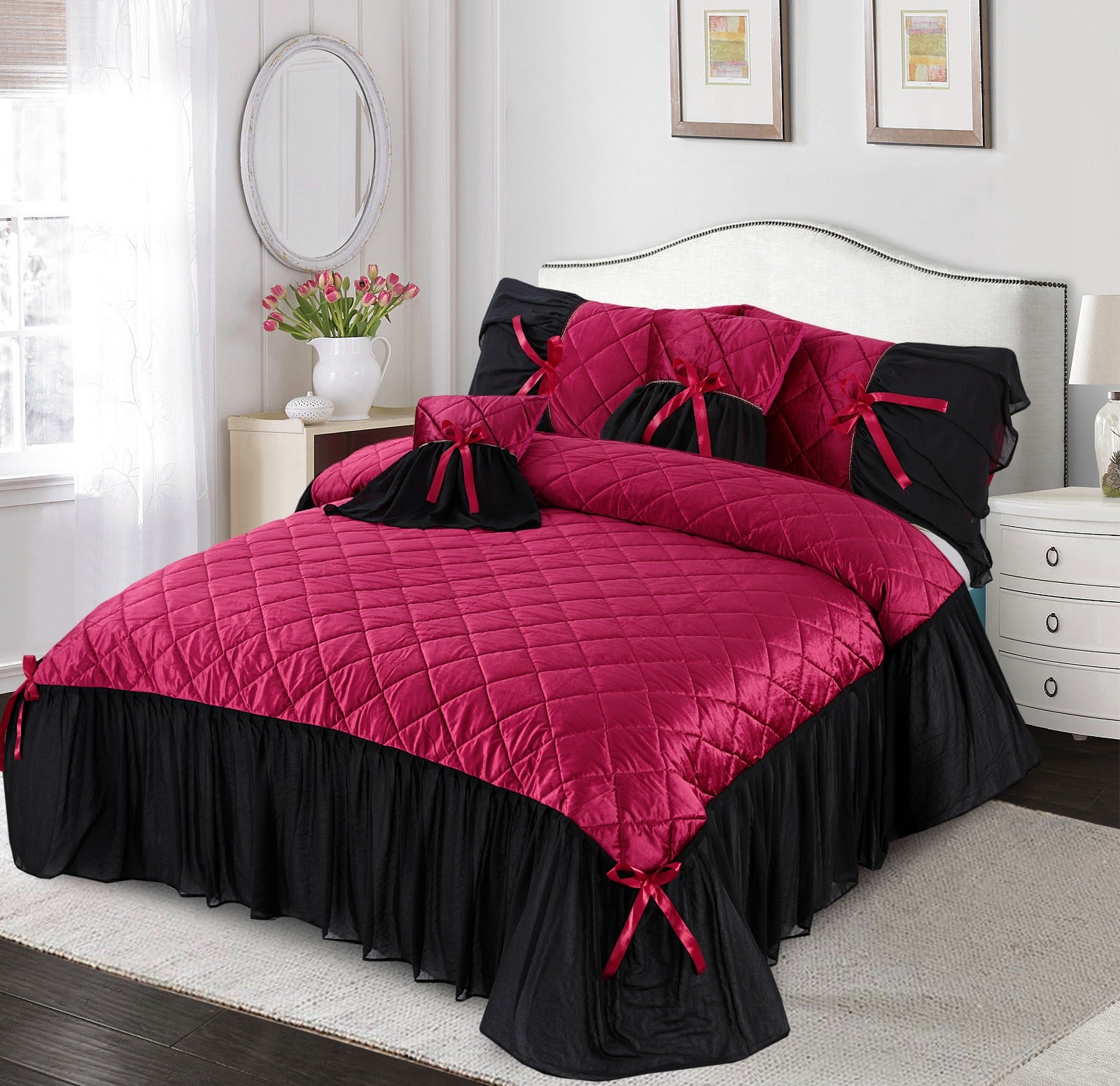Velvet Frill Ruffle Bedspread